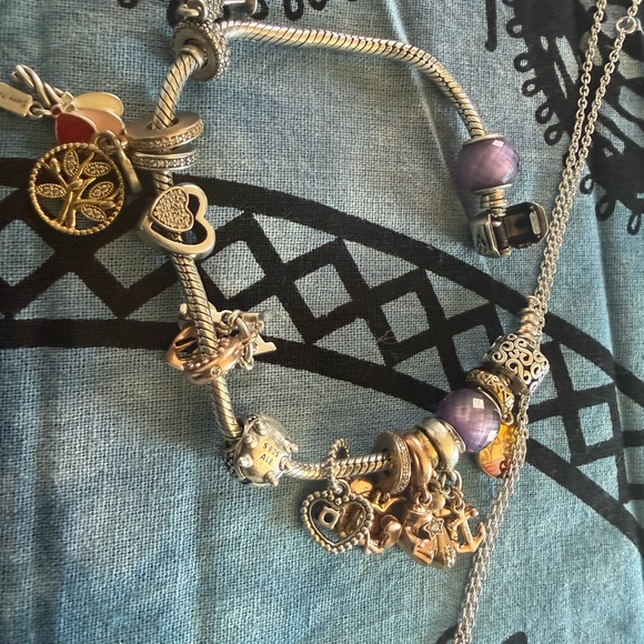 Pandora set necklace with pendant two bracelets with charms - Picture 2 of 4